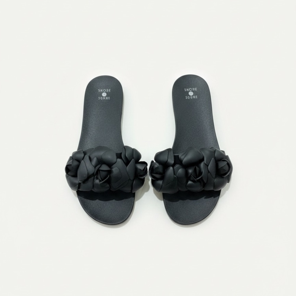 Shade & Shore Floral Black Sandals 8-NWT